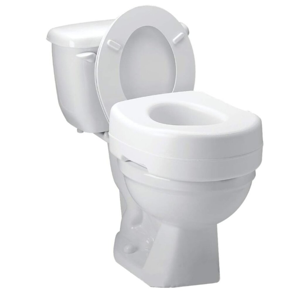 Carex Economy White Plastic Raised Toilet Seat 5" Height up‎ to 300 lbs